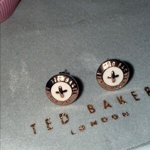 Ted Baker Eisley Enamel Mini Button Earrings in Rose Gold Tone